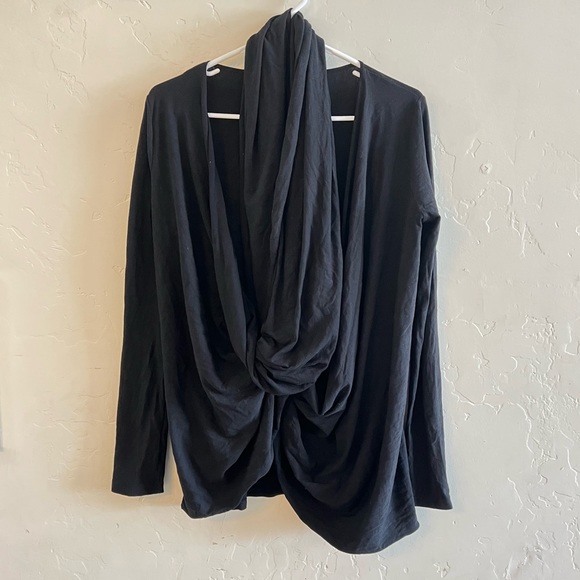 Norma Kamali Black Scarf Wrap Long Sleeve Top Extra Small - Picture 1 of 8